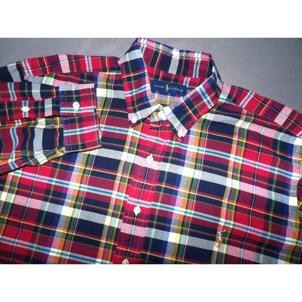 Polo Ralph Lauren Long Sleeved 100% Cotton Plaid Button Up‎ Shirt Men's XL Big